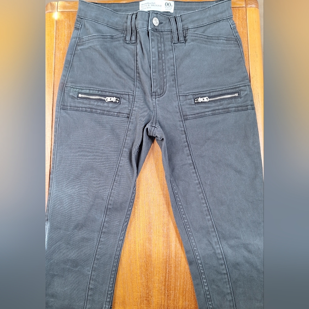Abercrombie Biker Moto Jeans High Rise Skinny Alternative Edgy Gray Womens 24